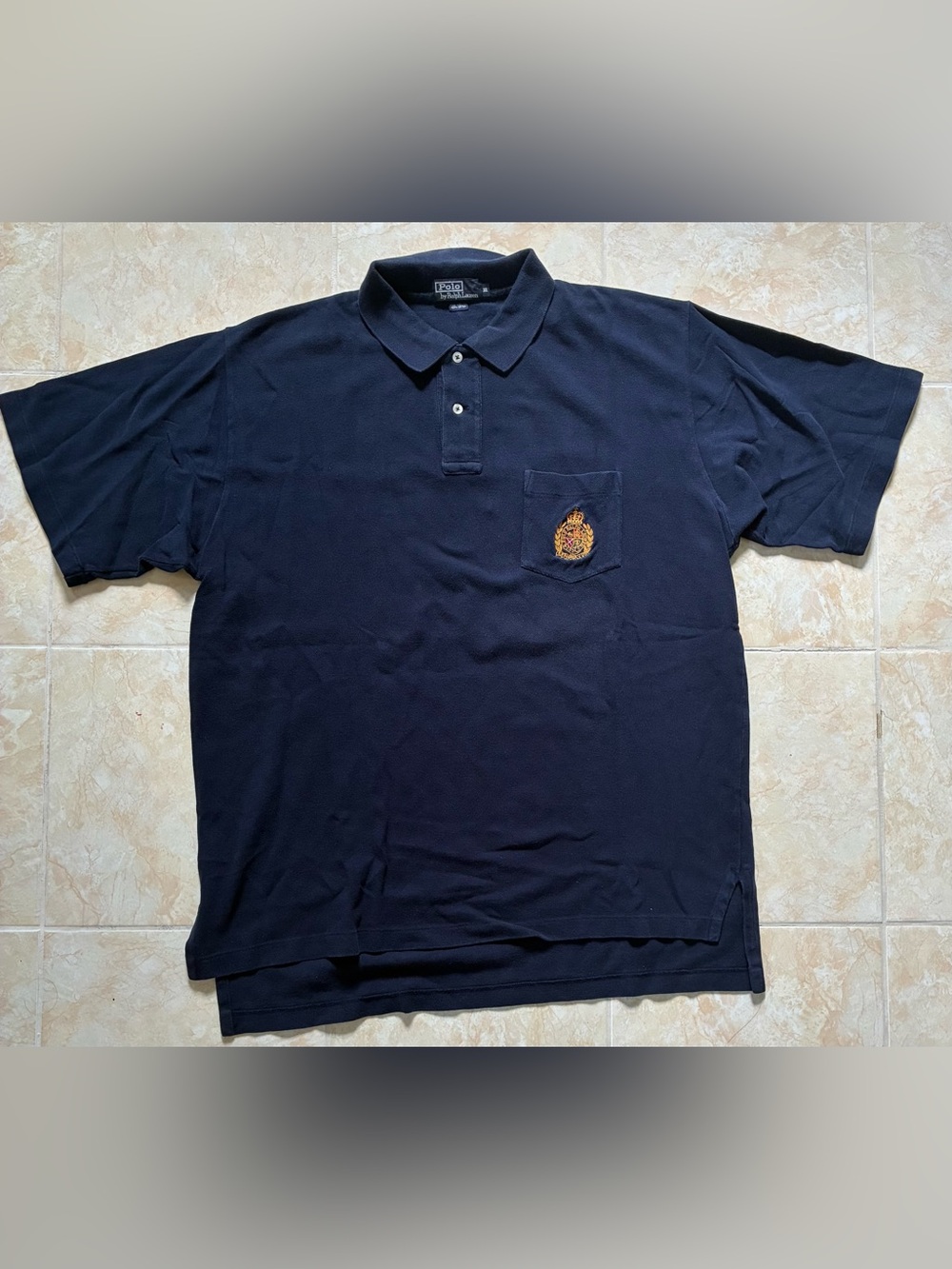 Ralph Lauren Navy Short-Sleeve Polo with Embroidered Crest